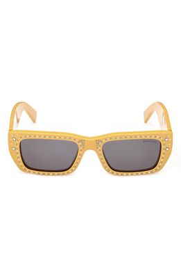 Moncler x Palm Angels 53mm Rectangular Sunglasses in Shiny Yellow /Smoke