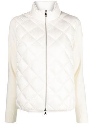 Moncler zip-up quilted jacket - White