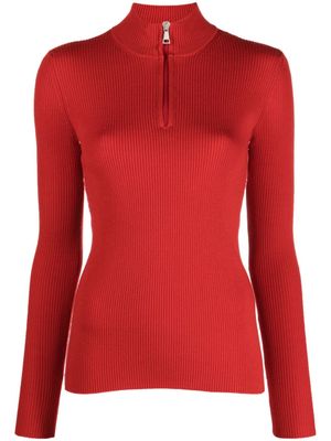 Moncler zip-up ribbed wool jumper - Red