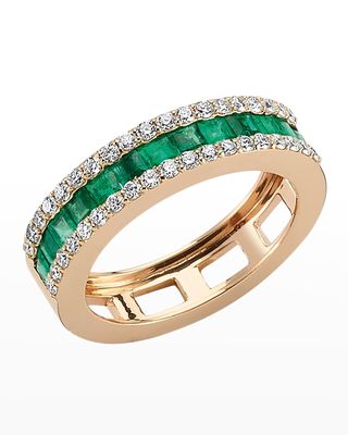 Mondrian Diamond and Emerald Ring