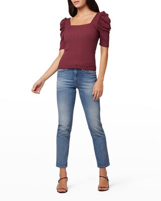 Monica Square-Neck Puff-Sleeve Top