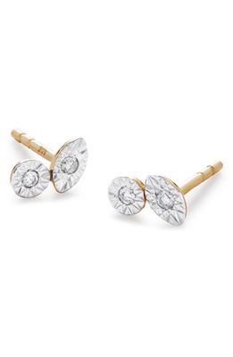 Monica Vinader 14K Gold Diamond Duo Stud Earrings in 14Kt Solid Gold /Diamond
