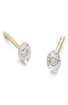 Monica Vinader 14K Gold Diamond Marquise Stud Earrings in 14Kt Solid Gold