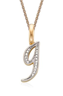 Monica Vinader Alphabet Diamond Pavé Pendant Charm in Gold/Diamond- G