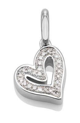 Monica Vinader Alphabet Heart Diamond Pendant Charm in Silver