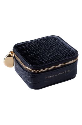 Monica Vinader Croc Embossed Leather Jewelry Box in Black