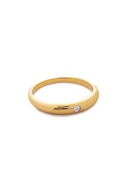 Monica Vinader Deia Mini Diamond Ring in 18Ct Gold Vermeil/Ss