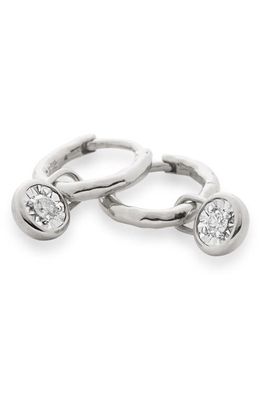 Monica Vinader Diamond Essential Huggie Earrings in Silver