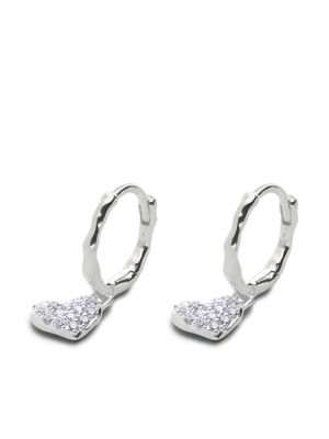 Monica Vinader Diamond Heart silver drop huggie earrings