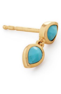Monica Vinader Double Teardrop Turquoise Earring in 18Ct Gold Vermeil On Sterling