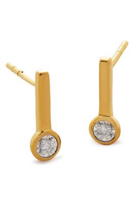Monica Vinader Essential Diamond Drop Earrings in 18Ct Gold Vermeil On Sterling