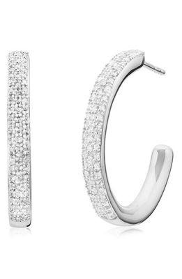 Monica Vinader Fiji Large Diamond Hoop Earrings in Silver