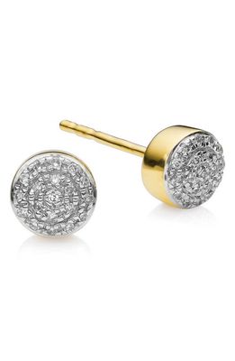 Monica Vinader Fiji Mini Diamond Button Stud Earrings in Gold