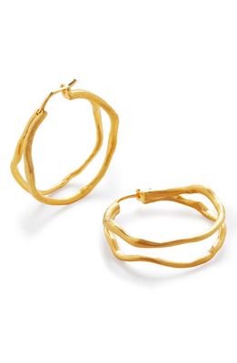 Monica Vinader Large Root Double Hoop Earrings in 18Ct Gold Vermeil On Sterling