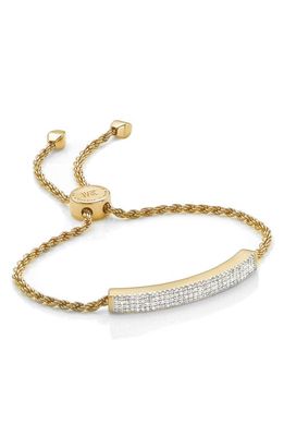 Monica Vinader Linear Pavé Diamond Bar Bracelet in Yellow Gold/Diamond