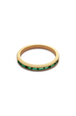 Monica Vinader Mini Baguette Half Eternity Ring in 18Ct Gold Vermeil /Green Onyx