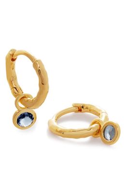 Monica Vinader Mini Iolite Huggie Earrings in 18Ct Gold Vermeil/Ss