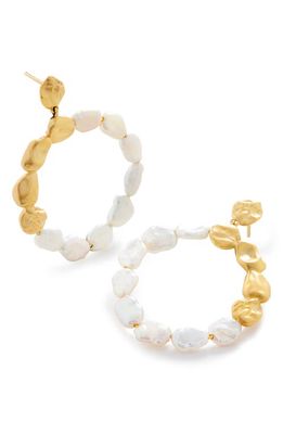 Monica Vinader Nugget & Keshi Pearl Frontal Hoop Earrings in 18Ct Gold Vermeil On Sterling