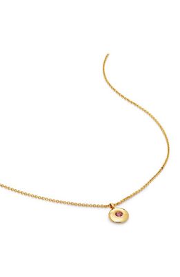 Monica Vinader October Birthstone Pink Tourmaline Pendant Necklace in 18K Gold Vermeil/October