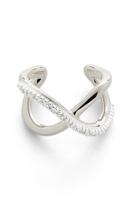 Monica Vinader Riva Crossover Diamond Ear Cuff in Sterling Silver