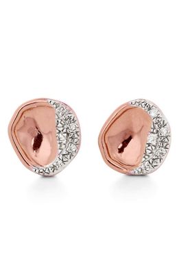 Monica Vinader Riva Shore Diamond Stud Earrings in 18Ct Rose Gold On Sterling