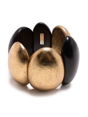 Monies oval-shape wooden bracelet - Black