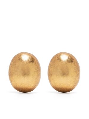 Monies Picta wooden clip-on earrings - Gold