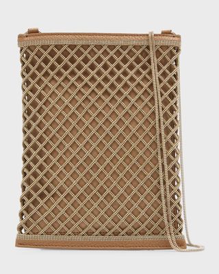 Monili Caged Leather Clutch Bag with Strap