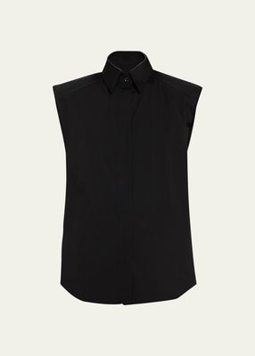 Monili Collar Sleeveless Button-Front Shirt