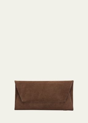 Monili Envelope Flap Suede Clutch Bag