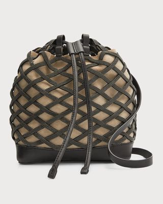 Monili Ribbon Leather Bucket Bag