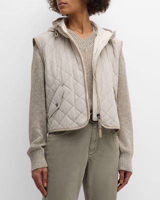 Monili-Tab Hooded Quilted Vest