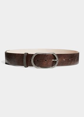 Monili-Trim Wide Leather Belt