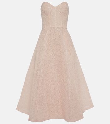 Monique Lhuillier Embroidered strapless gown