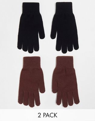 Monki 2 pack gloves in black and brown-Multi