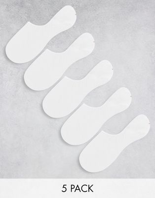 Monki 5 pack invisible footsie socks in white