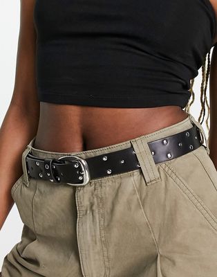 Monki belt with rounded flat studs in black