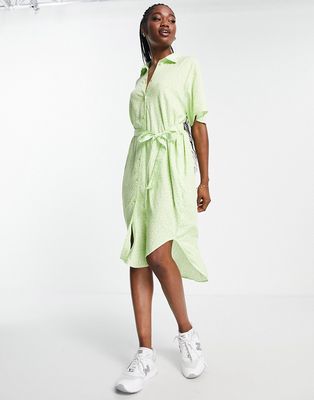 Monki belted mini shirt dress in green floral print