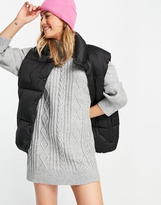 Monki cable knit mini dress in gray melange - CHARCOAL
