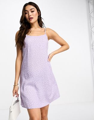 Monki cami mini dress in lilac ditsy print-Purple