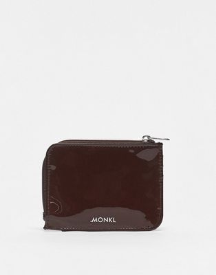 Monki card case in brown patent