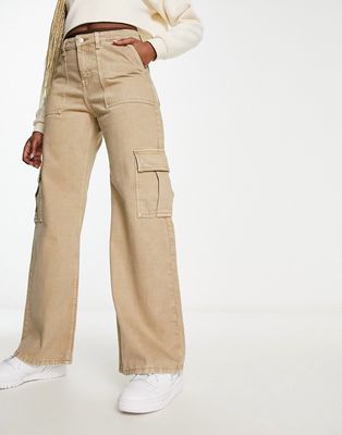 Monki cargo jeans in beige-Neutral