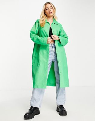 Monki collared coat in bright green - MGREEN