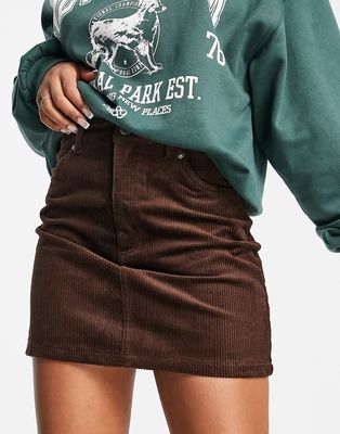 Monki cord mini skirt in brown