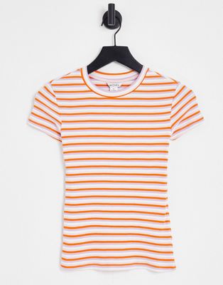 Monki cotton short sleeve t-shirt in multi stripe - MULTI