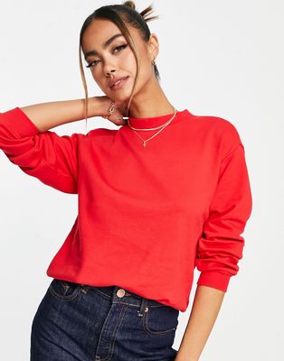 Monki cotton sweatshirt in red