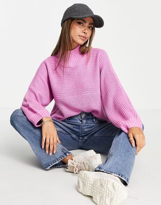 Monki high neck knit sweater in pink