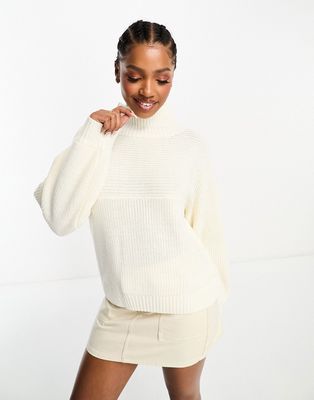 Monki high neck sweater in off white