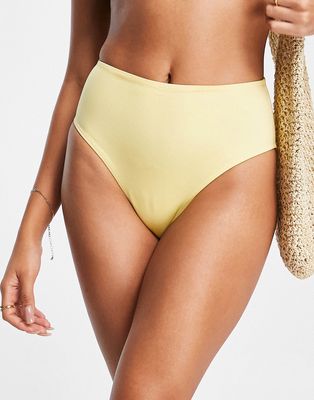 Monki high waist bikini bottoms in yellow