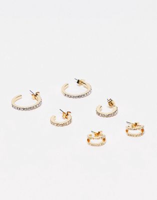 Monki hoop earrings in multi crytstal and gold